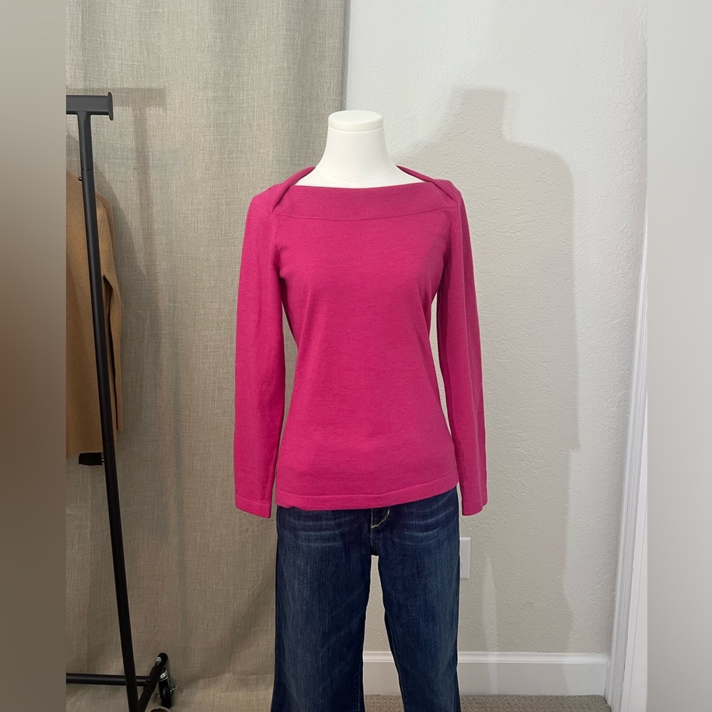 Women’s Preppy Banana Republic Envelope Neck Merino Wool‎ Pink Sweater Small